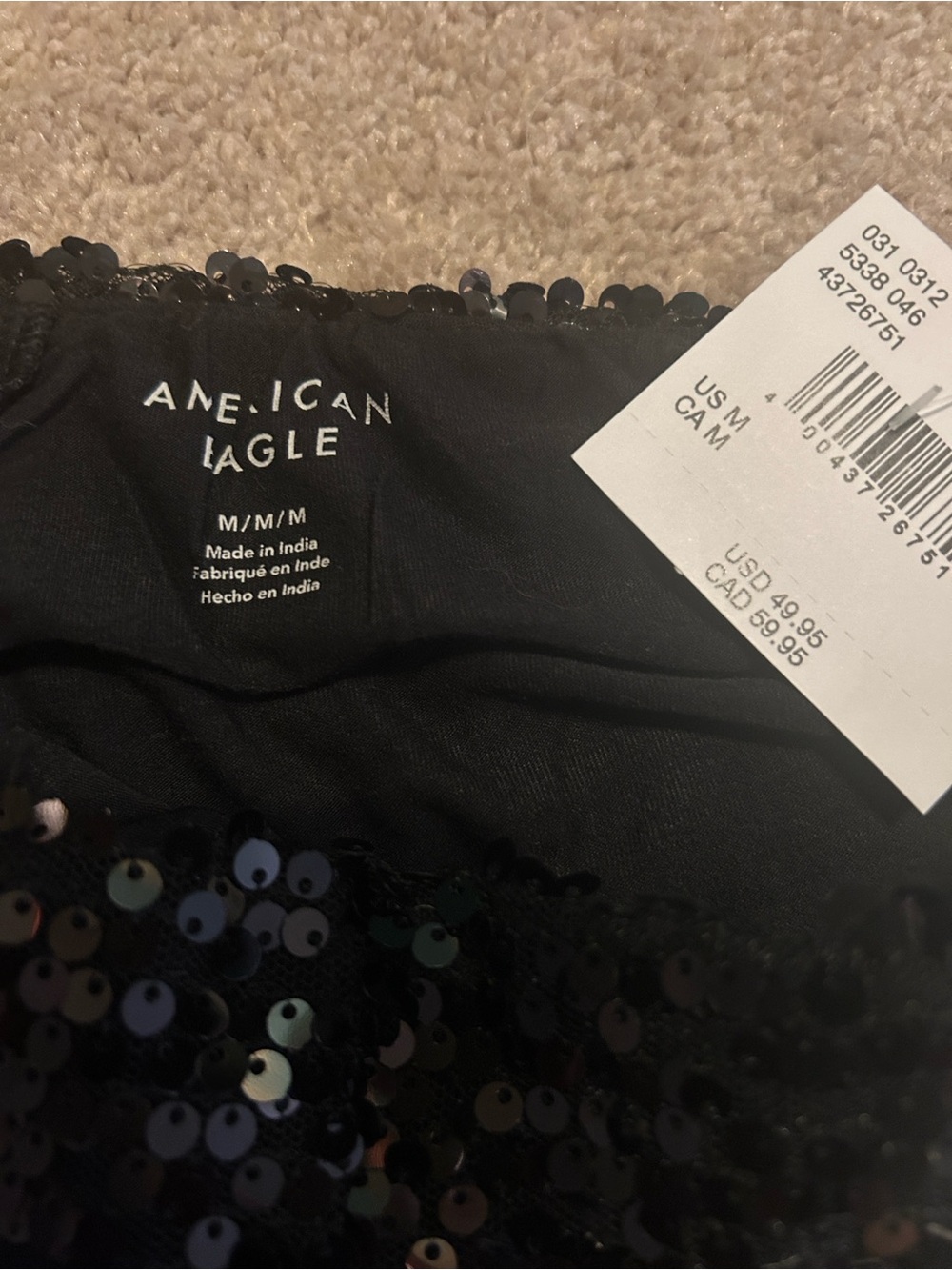‼️NWT‼️American 🦅 Eagle Outfitters Black Sequin Mini Skirt - Picture 3 of 6